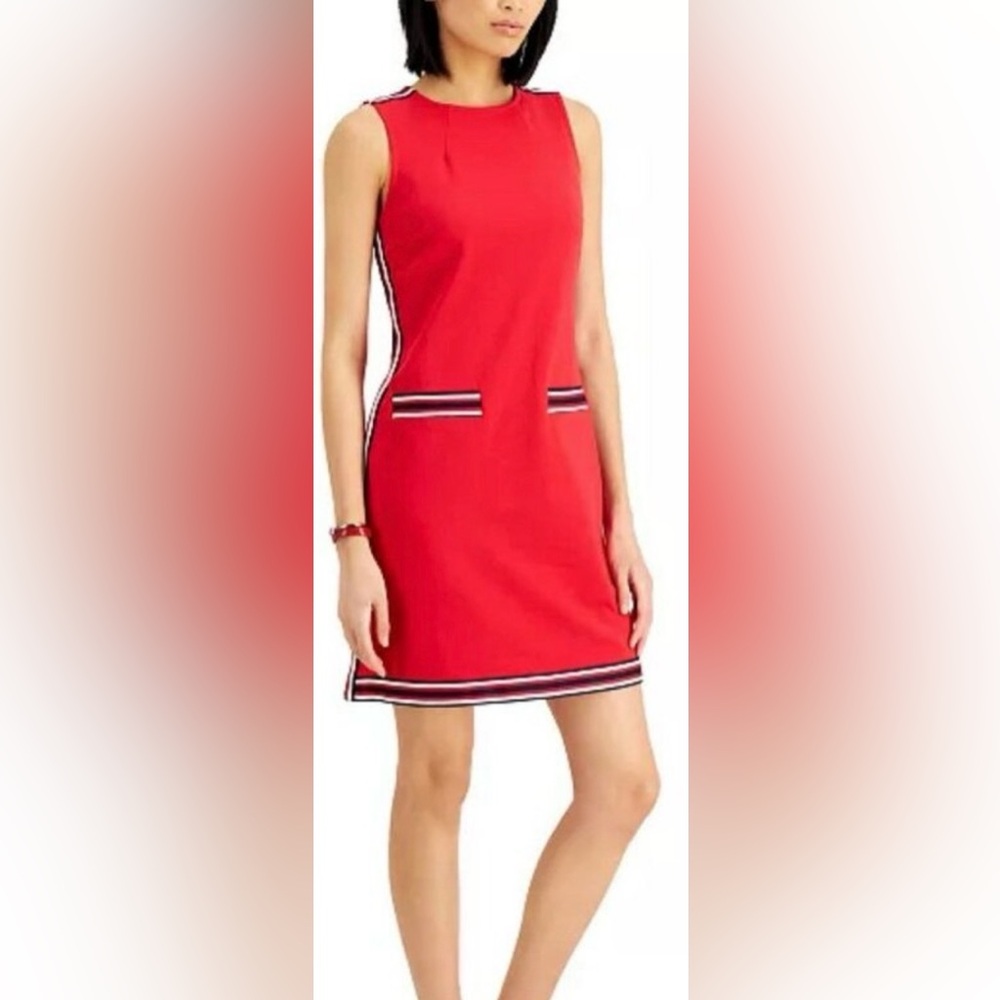 Tommy Hilfiger Red Mini Dress with Navy Accents